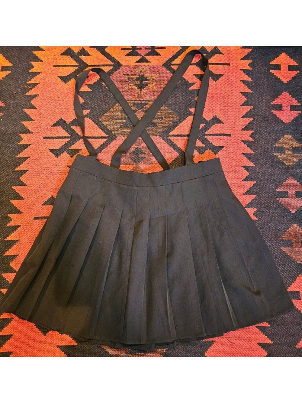NEW Black Pleated Suspender Skirt XXL Polyester & Elastane With Cross Straps